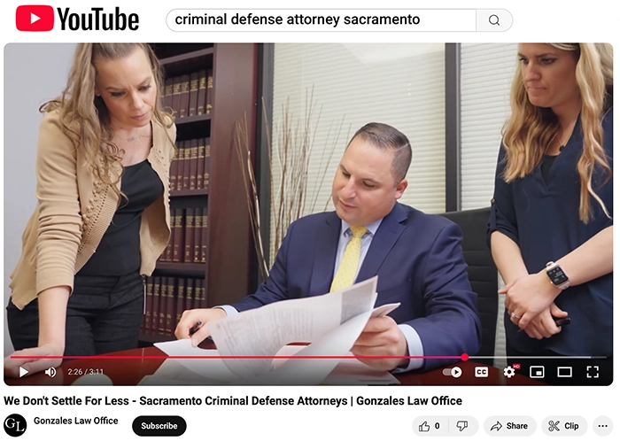 Criminal defense attorney video on YouTube