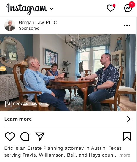 Law firm ad on Instagram