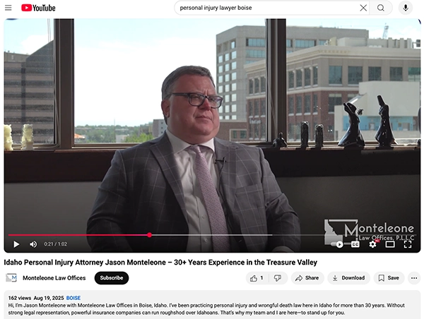 Personal injury attorney video on YouTube
