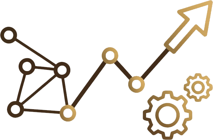 Rising results chart with optimization gears