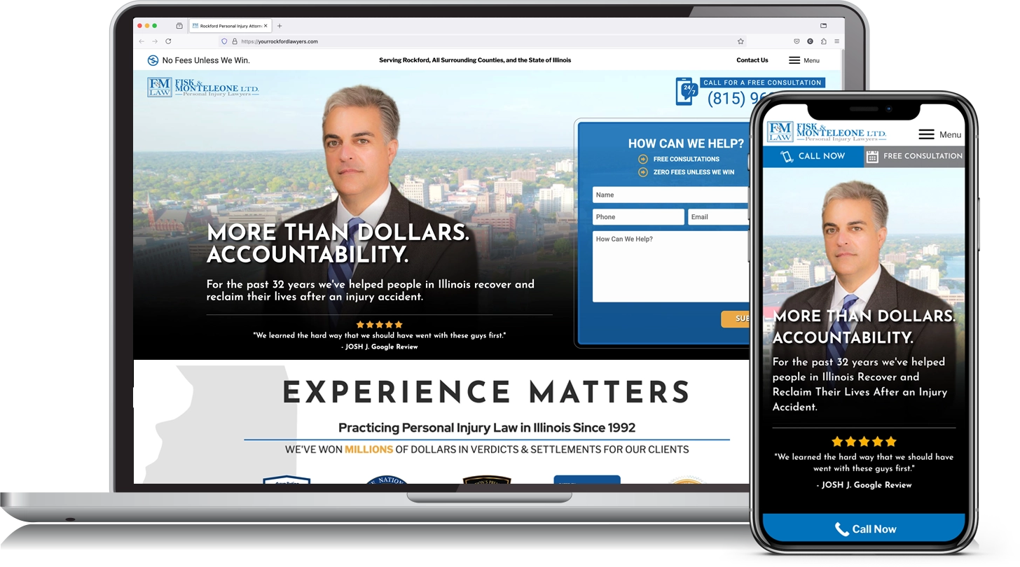 Redesigned law firm website after conversion optimization