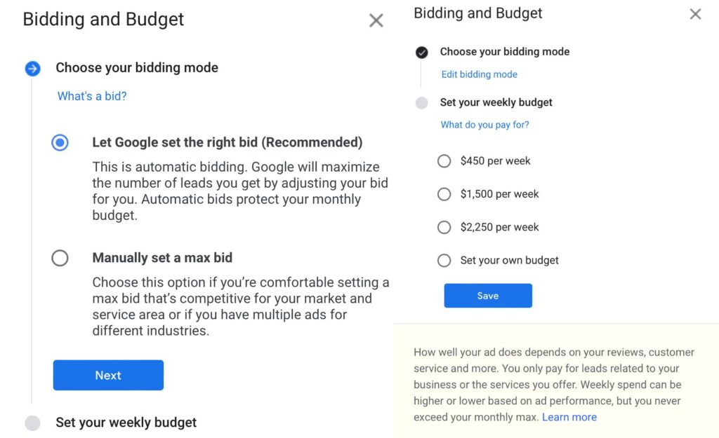 Google LSA for Lawyers Bidding and Budget