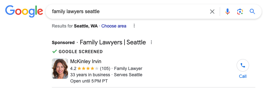Family-Lawyer-Google-LSA-Search-Result